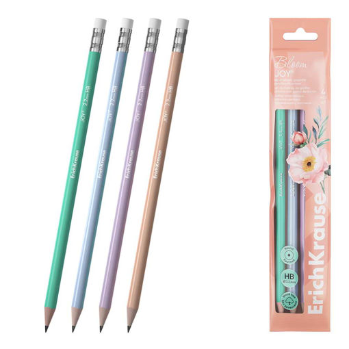 Picture of ERICHKRAUSE PENCIL PASTEL BLOOM WITH ERASER 4 PACK